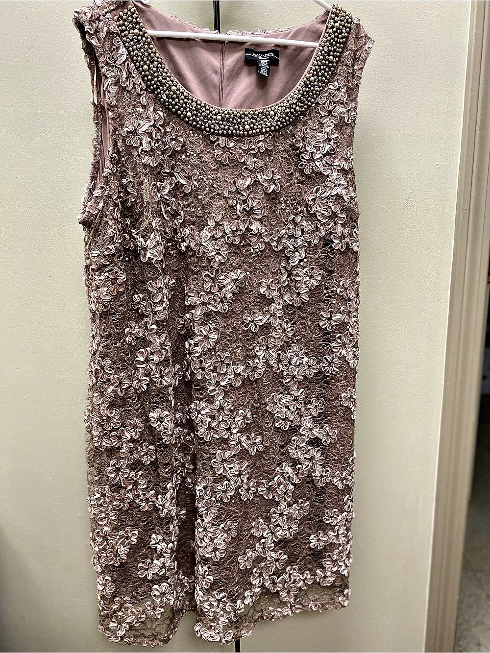 R&M Richards Floral Beaded Mini Dress Pink Size 20W Like New